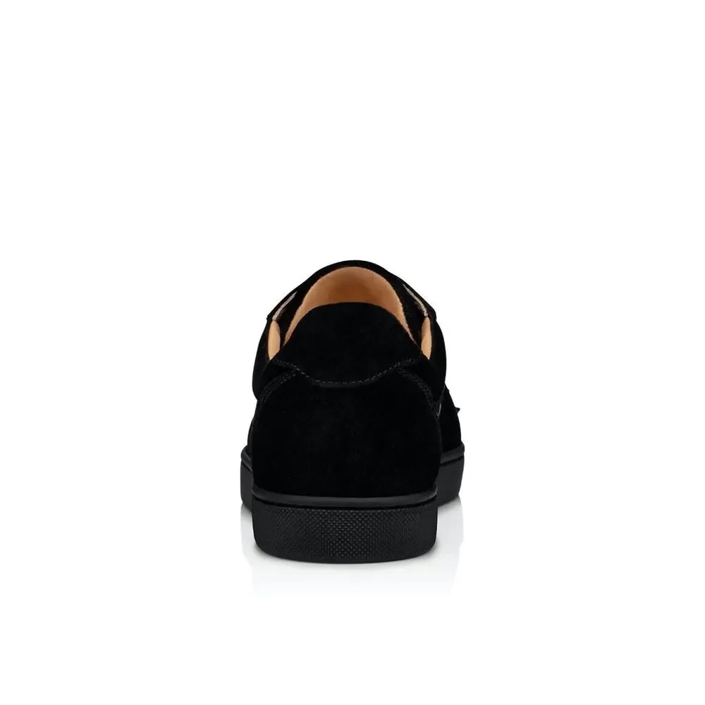 Christian Louboutin Vieira Spikes Flat Black Suede Lace Up Low Top Sneaker 40.5